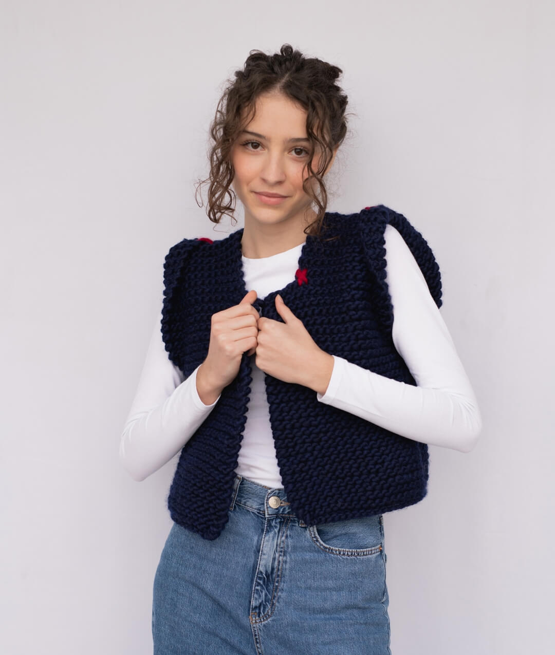 Izzy Vest – Beginner Knitting Kit in Cool Wool with Video Tutorial