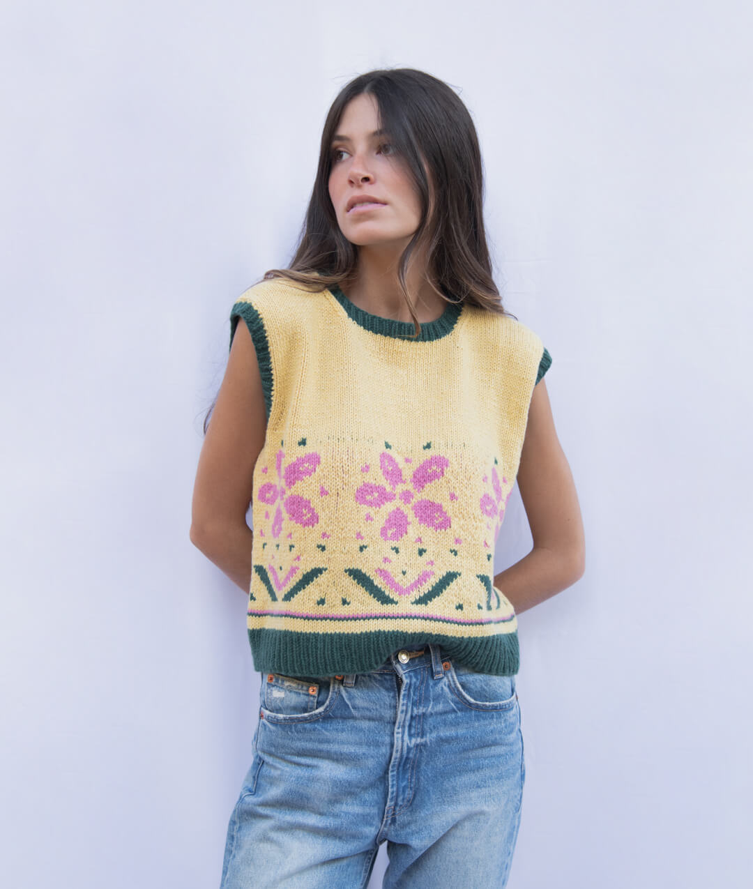 Send Me Flowers Vest Knitting Kit | Recycled Cashmere Preppy