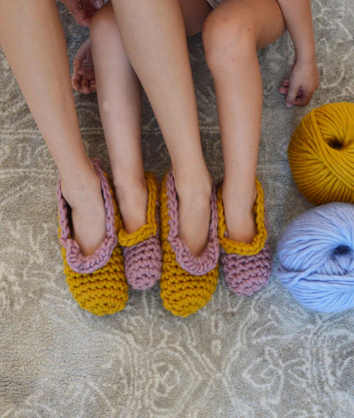 Load image 1 in gallery view. CROCHET KIT GIRLS NIGHT SLIPPERS by Sosami
