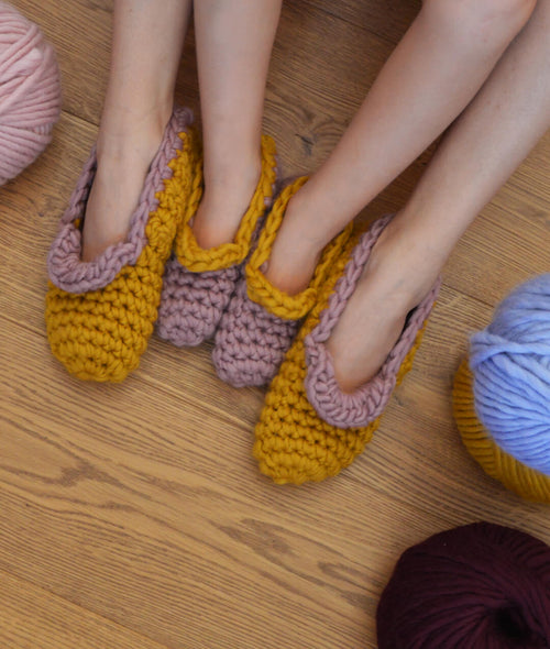 Load image 1 in gallery view. CROCHET KIT GIRLS NIGHT SLIPPERS by Sosami