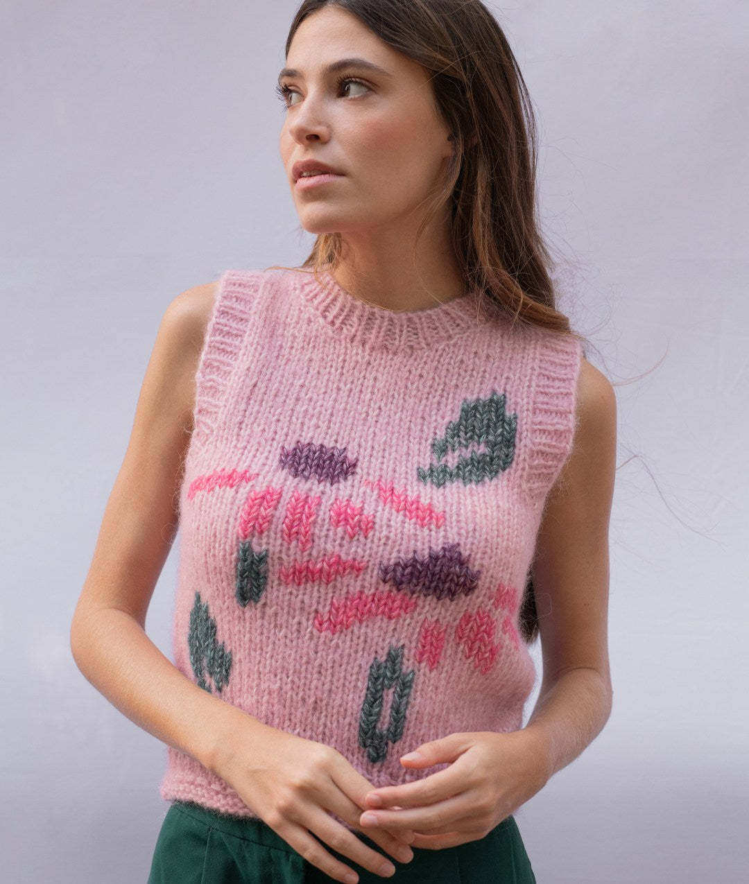 Azalea Vest – Circular Knitting Kit in AlpaCotton with Floral Pattern ...