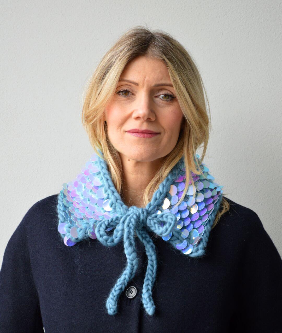 Opal Collar Knitting Kit – Chunky Wool Collar with Sequins | Bettaknit ...